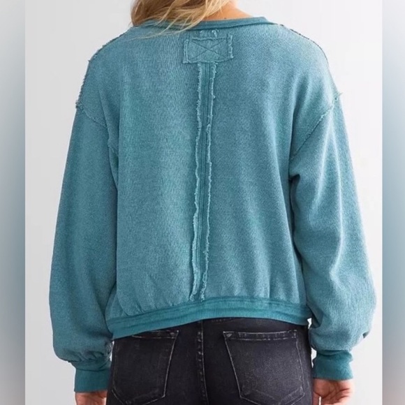 Free People Anyway Long Sleeve Tee In Deep Teal. NWT! Sz XL - Picture 5 of 14